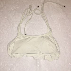 Roxy White Ruffle Swimsuit Top (Size Small)